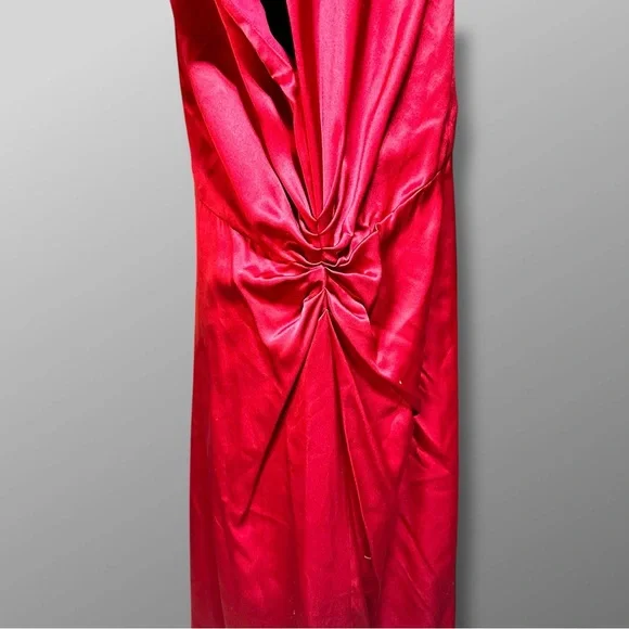 J. Peterman Red Silk Maxi Dress Sz 20 Sheath Short Sleeve Holiday NYE Party - Picture 3 of 9